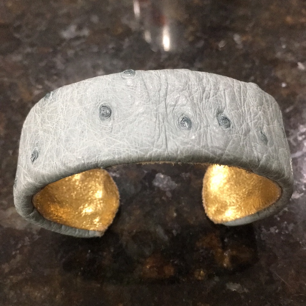 Ted Rossi blue ostrich bracelet